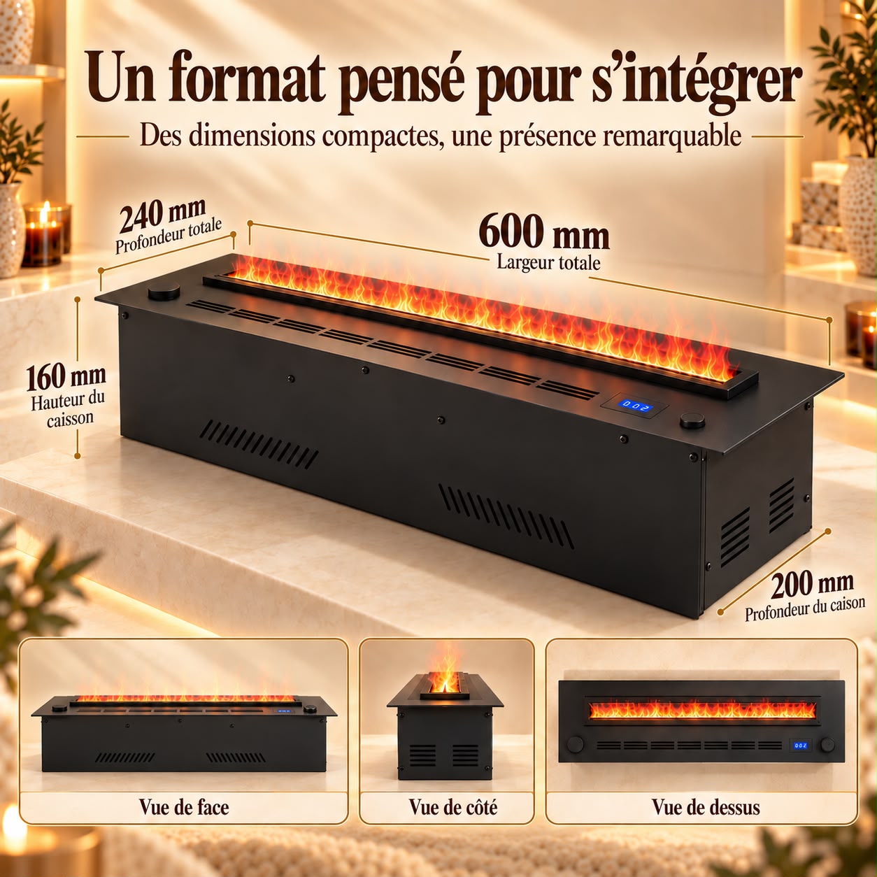 Ardena – Cheminée vapeur d’eau encastrable
